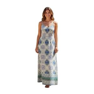 Skies‎ Are Blue  AnthropologieMaxi Dress Small Boho Tribal Print Spaghetti Strap